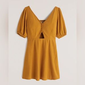 Abercrombie puff sleeve cutout linen mini dress